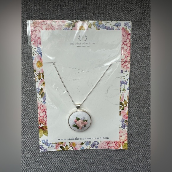 and other adventures Jewelry - NWT And Other Adventures Floral Embroidery Pendant Necklace
